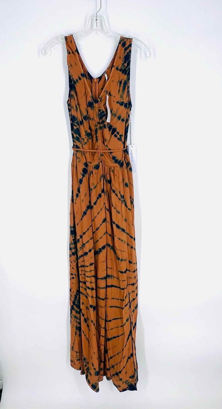 Young Fabulous & Broke Size S Tan/Blue Tie Dye Belted NEW Designer Dress Maxi
